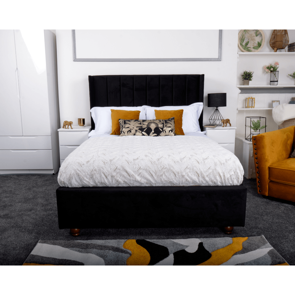 Hilcott Bed - Velvet Fabric Ottoman Bed Frame, Double, King - UK Online Furniture