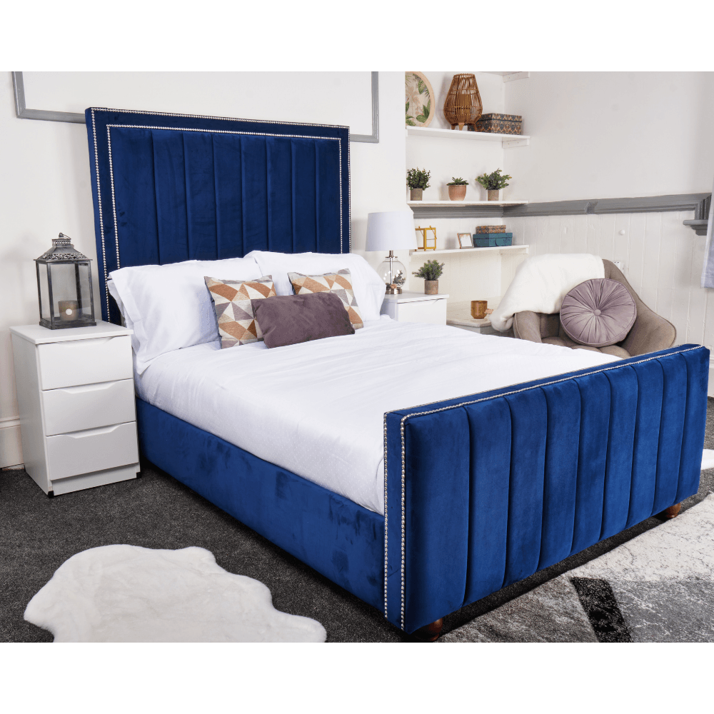 Belgravia Bed - Velvet Fabric Bed Frame - 5 Sizes -13 Colours - UK Online Furniture