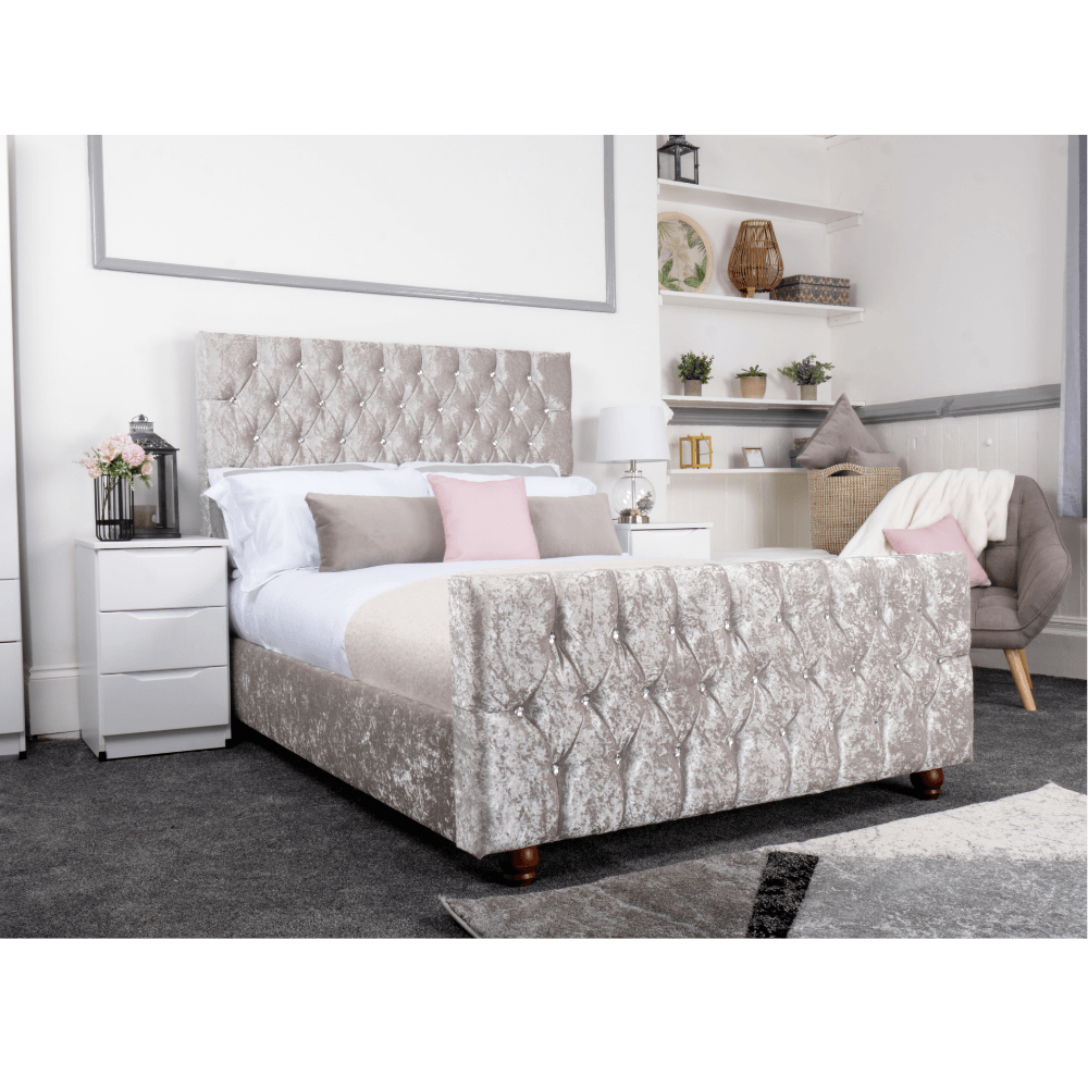 Rubia Bed - Crushed Velvet Fabric Ottoman Bed Frame - UK Online Furniture