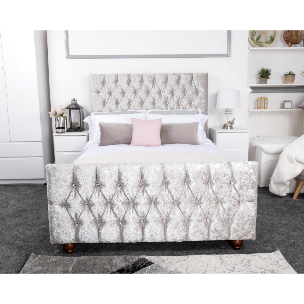 Rubia Bed - Crushed Velvet Fabric Ottoman Bed Frame - UK Online Furniture
