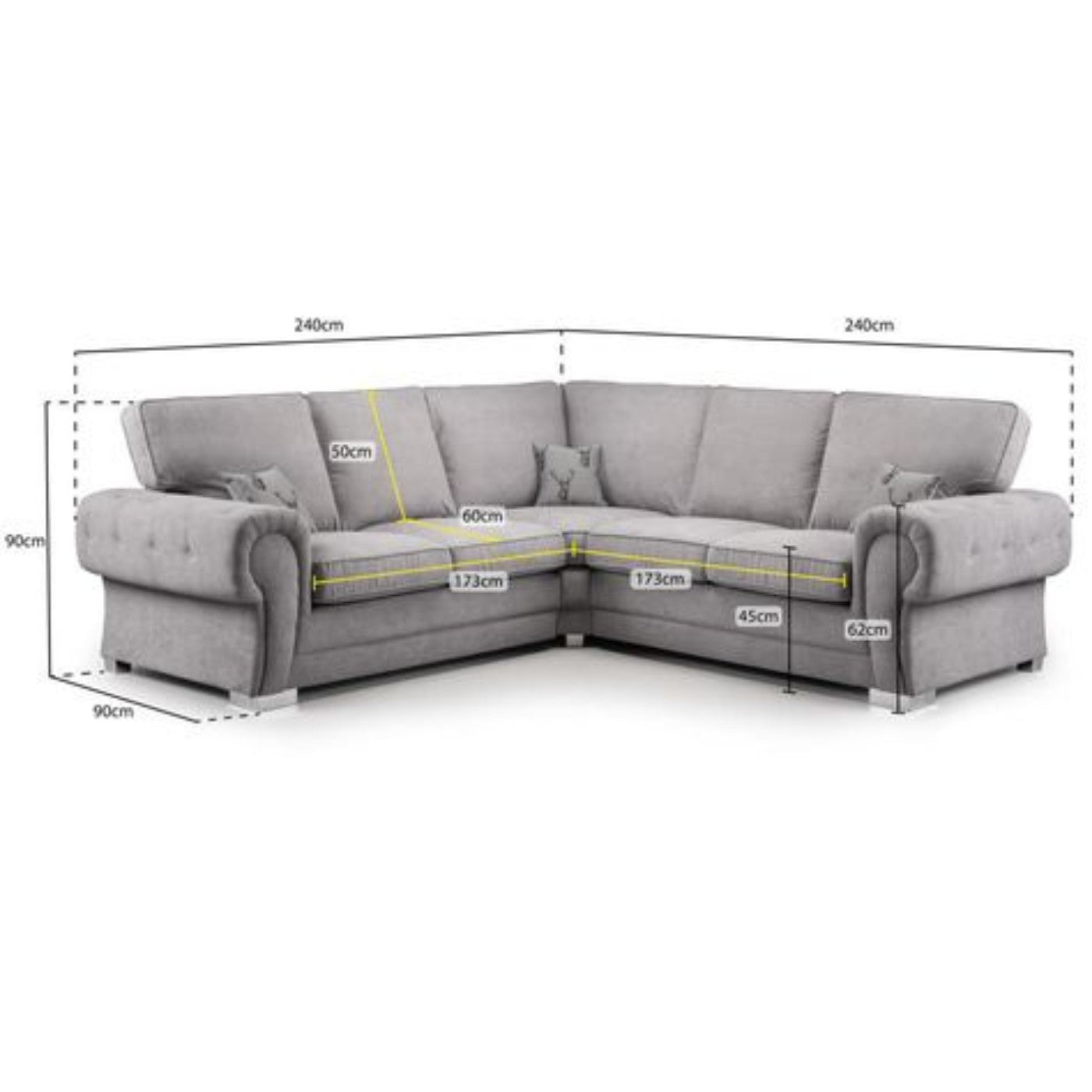 Verona Full Back 2C2 Corner Sofa 5 Seater - UK Online Furniture