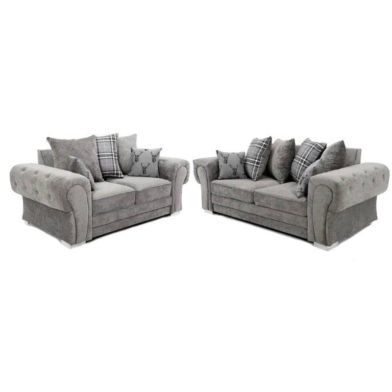 Verona 3+2 Sofa Set, 3 Seater, 2 Seater, Scatter Back (Grey, Mink) - UK Online Furniture