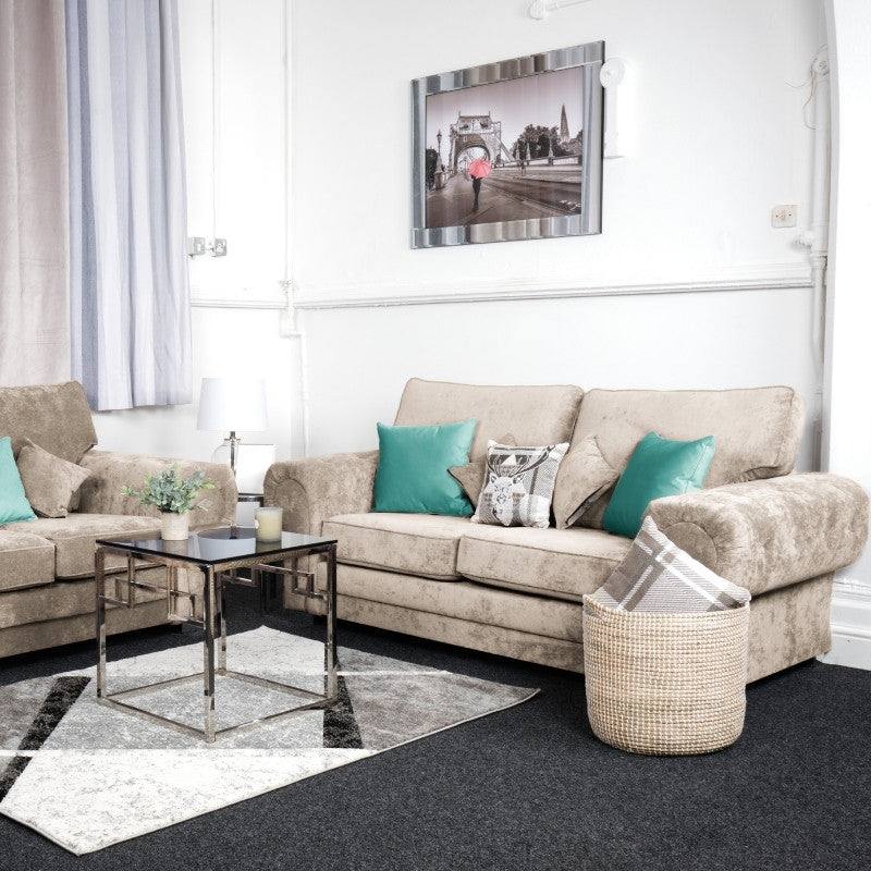 Verona 3 Seater Sofa, Full Back (Grey, Mink) - UK Online Furniture