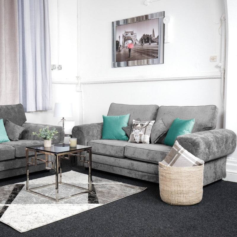 Verona 3 Seater Sofa, Full Back (Grey, Mink) - UK Online Furniture