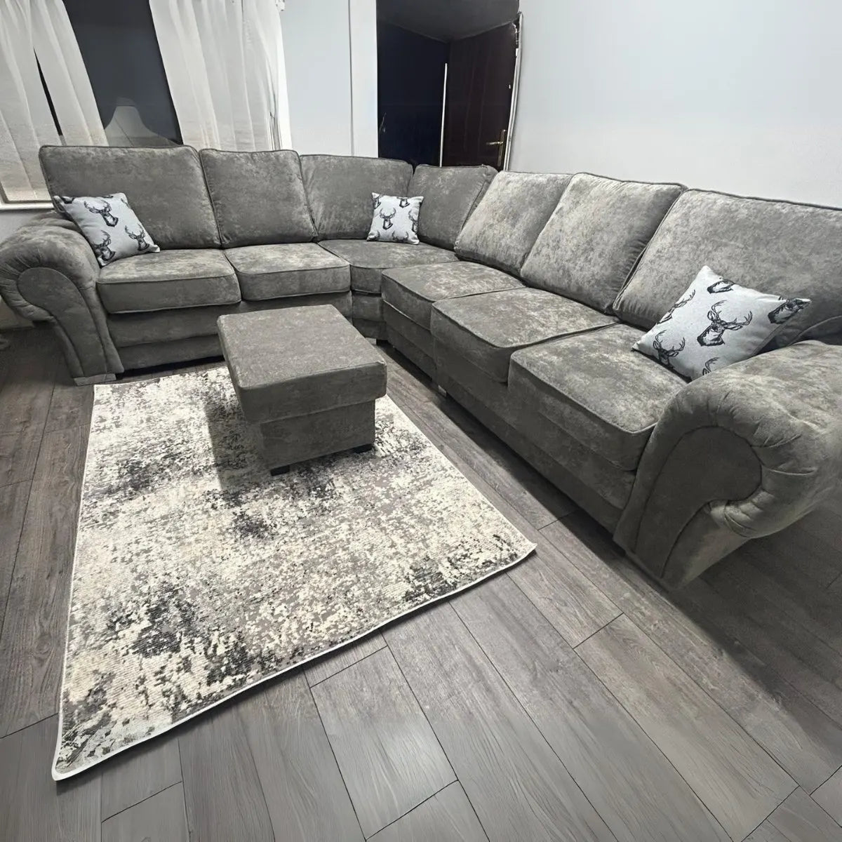 Verona Full Back 6 Seater Left or Right Large Corner Sofa Grey