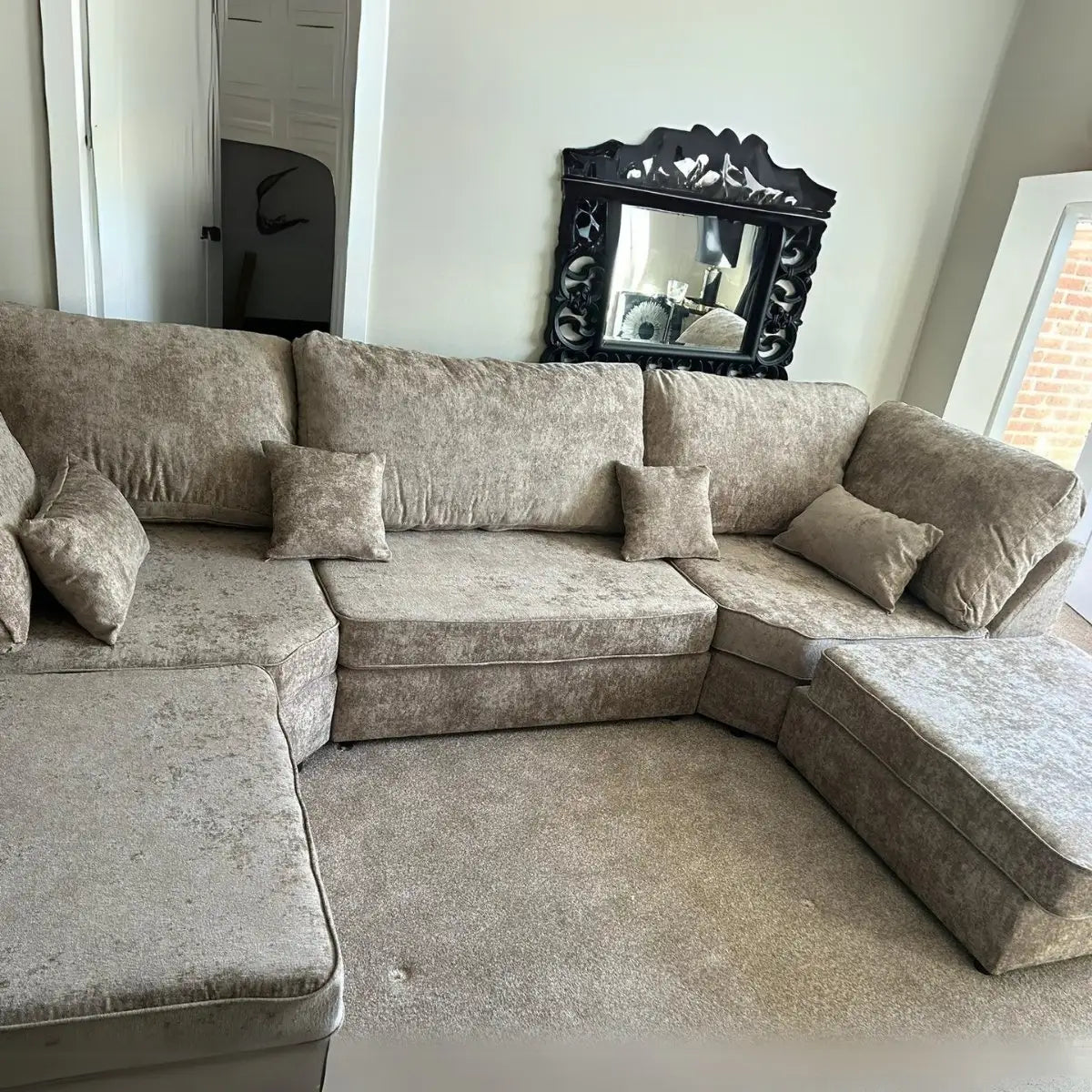 Bishop U-shape Sofa Full Back Beige
