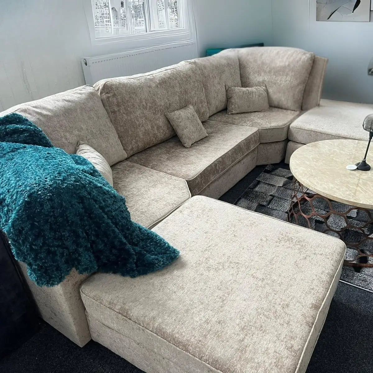 Bishop U-shape Sofa Full Back Beige