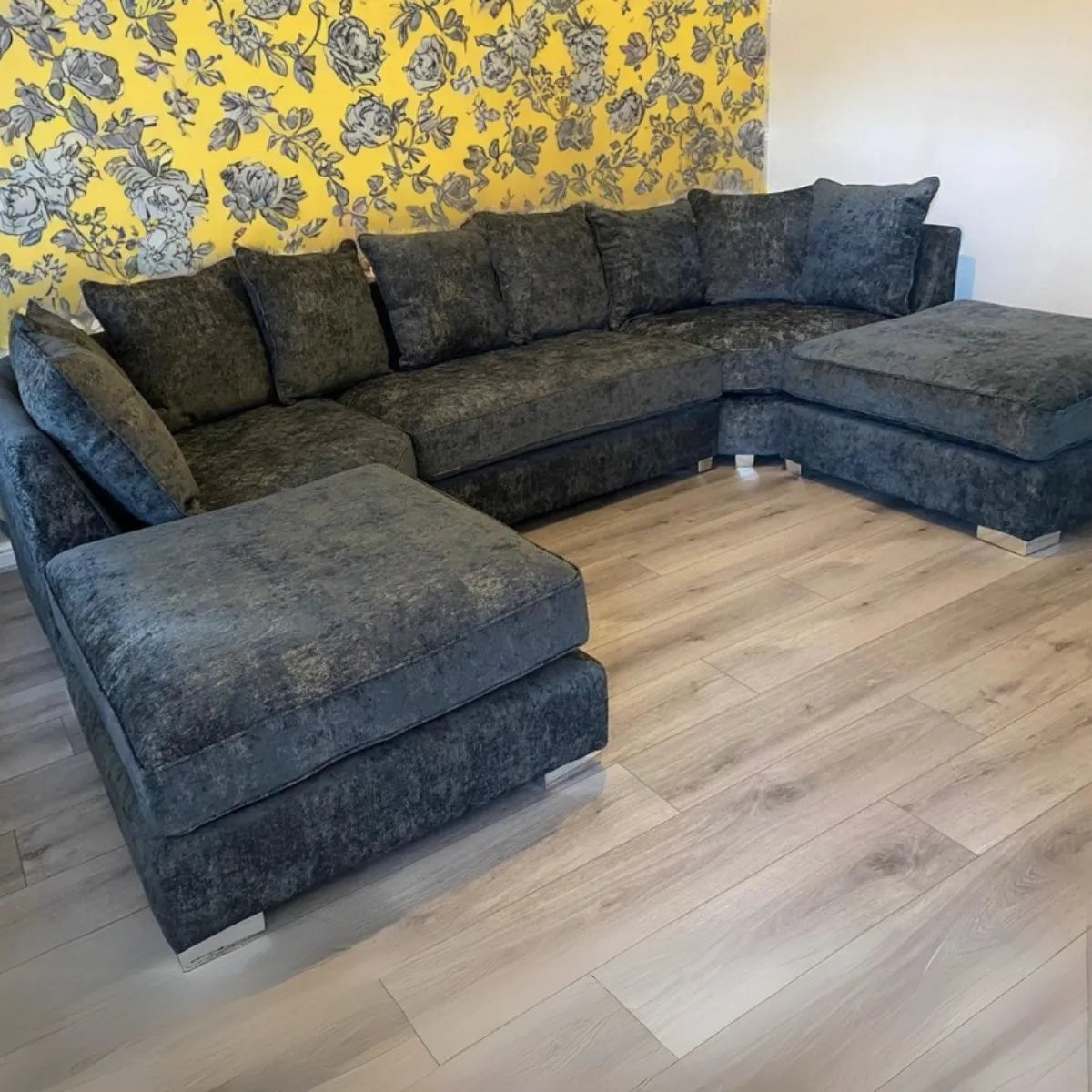 Bishop U-shape Corner Sofa Scatter Back Charcoal Grey