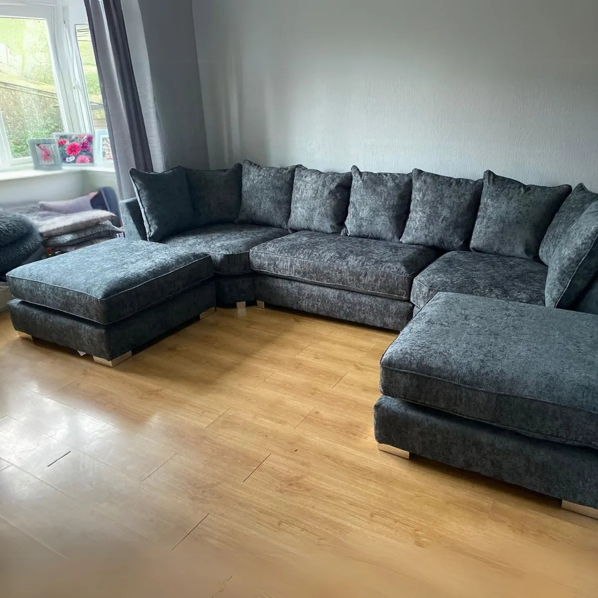 Bishop U-shape Corner Sofa Scatter Back Charcoal Grey