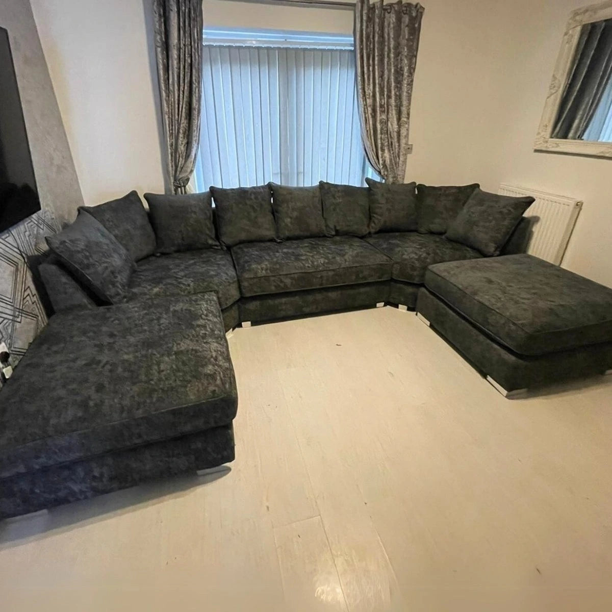 Bishop U-shape Corner Sofa Scatter Back Charcoal Grey