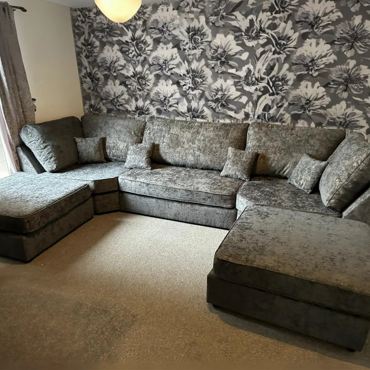 Bishop U-shape Sofa Full Back Grey