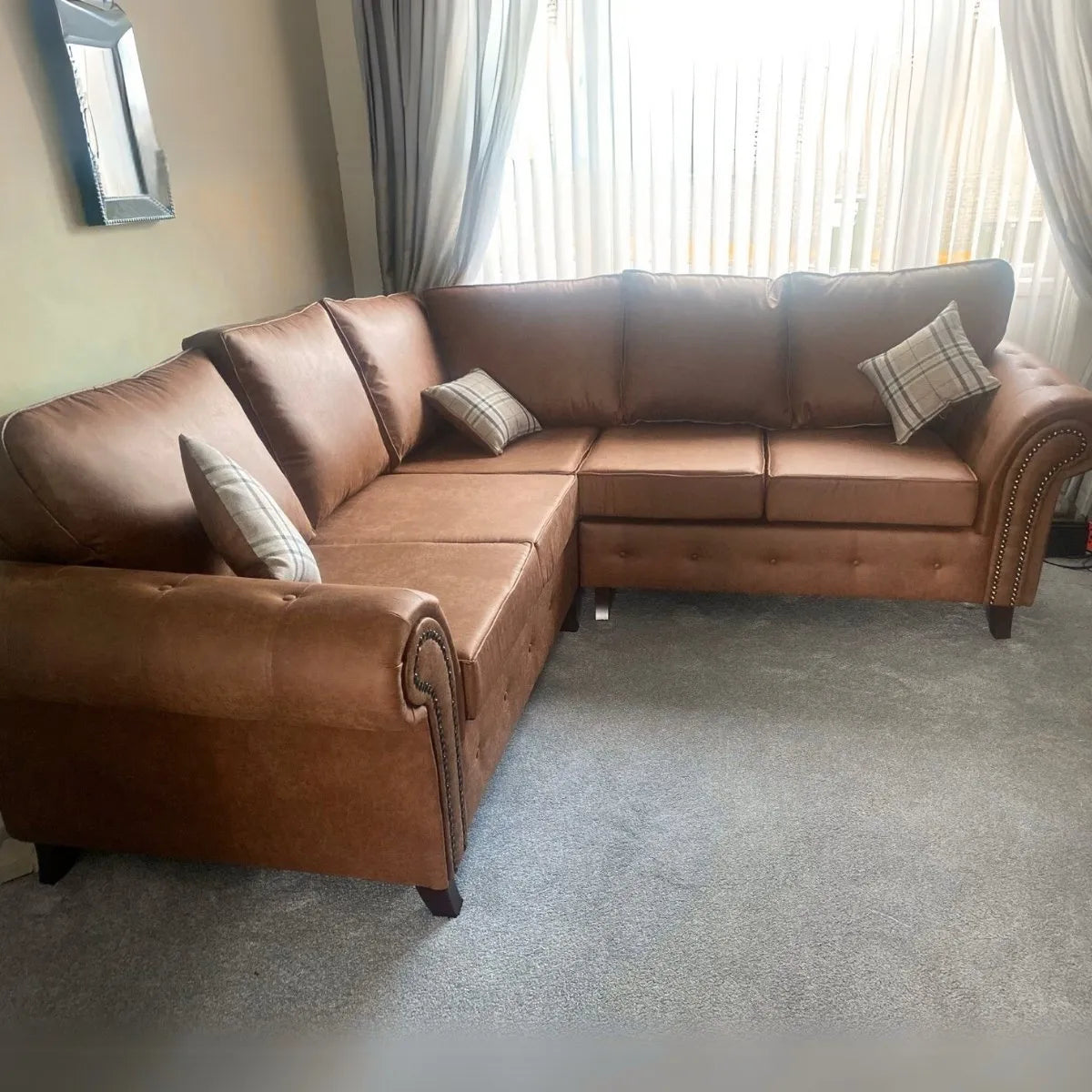 Oakland Leather Corner Sofa (Tan)