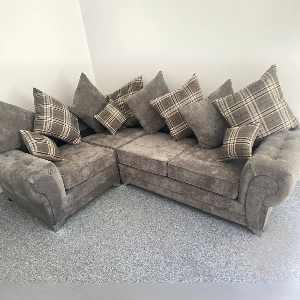 Verona Corner Sofa, 4 Seater Scatter Back Grey or Mink