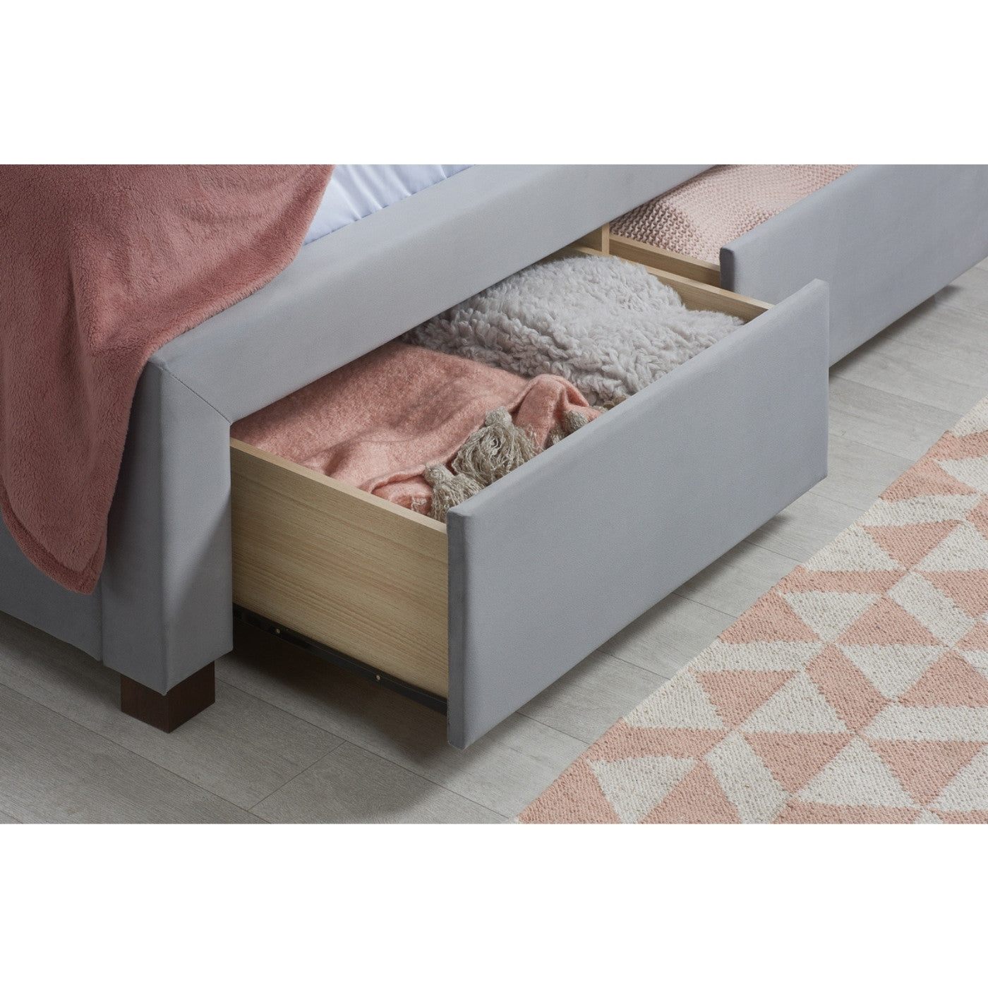 Woodbury Grey Velvet Fabric Storage Bed - Double, King, Super King - UK Online Furniture