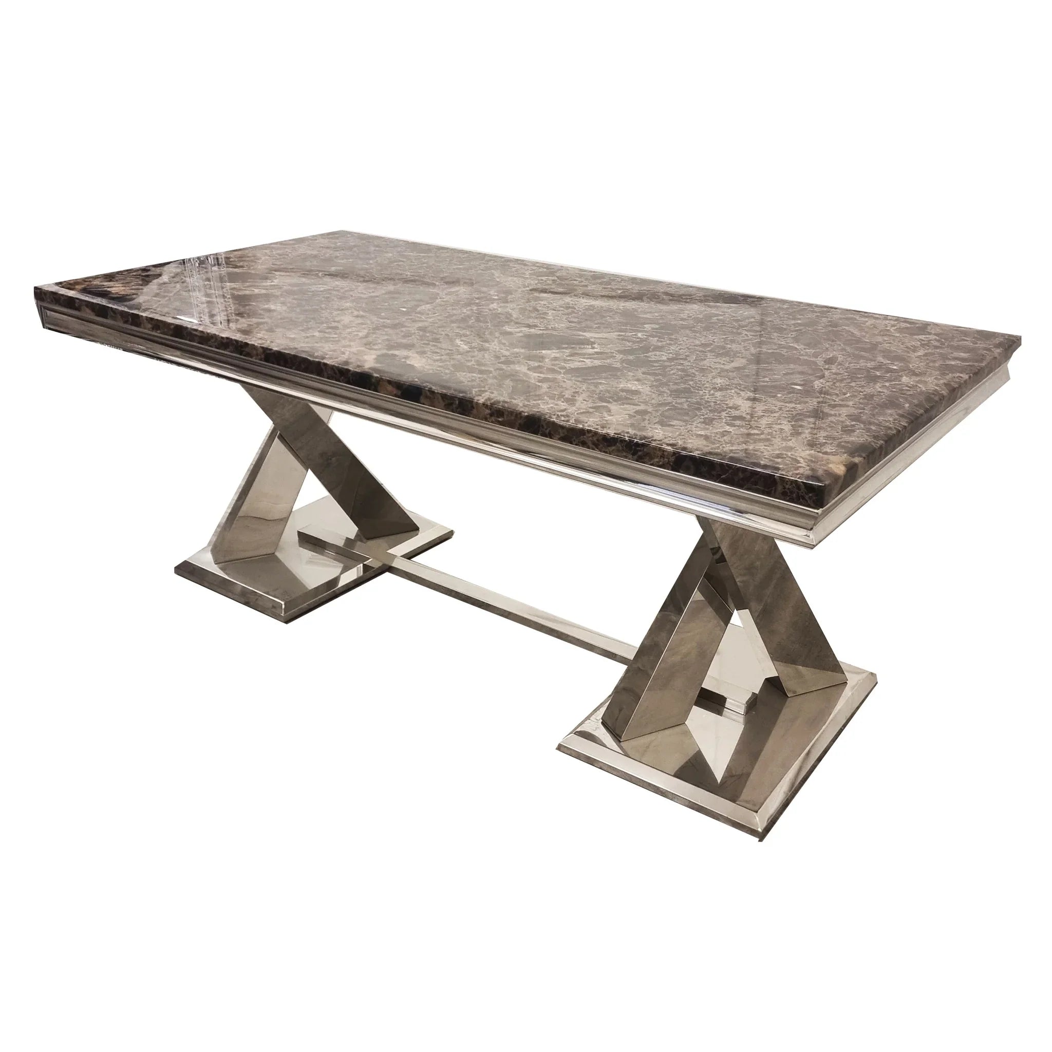 Xavia 1.8m Dining Table with White, Grey, Pandora or Black Marble Top - UK Online Furniture