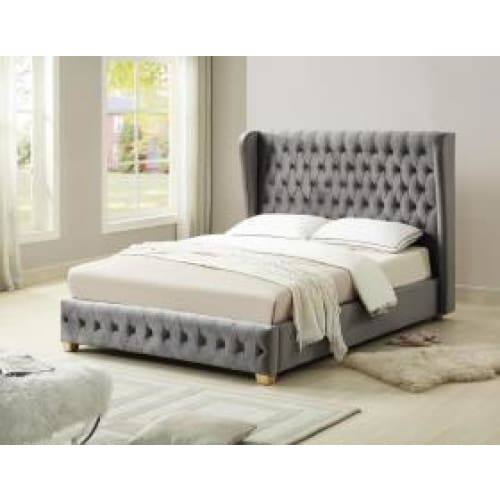 Anderton Velvet Bed Silver - UK Online Furniture