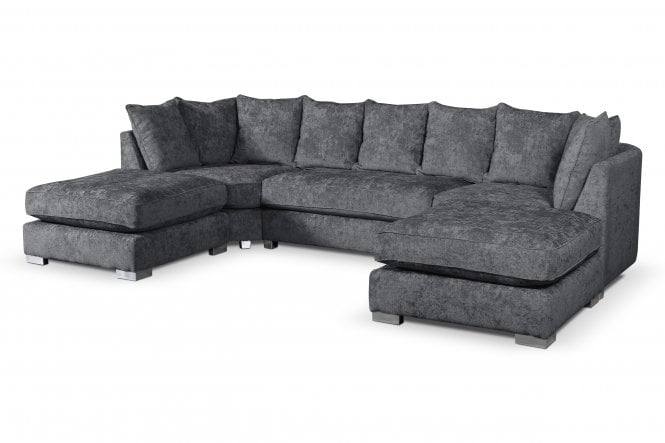 Bishop U-shape Corner Sofa Scatter Back Charcoal Grey - UK Online Furniture