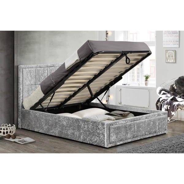 Hannover Crushed Velvet Ottoman Storage Bed Frame - Queen, Double, King - UK Online Furniture