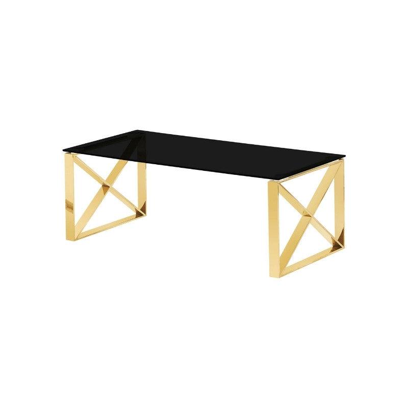 Black & Gold Ningbo Glass Coffee Table - UK Online Furniture
