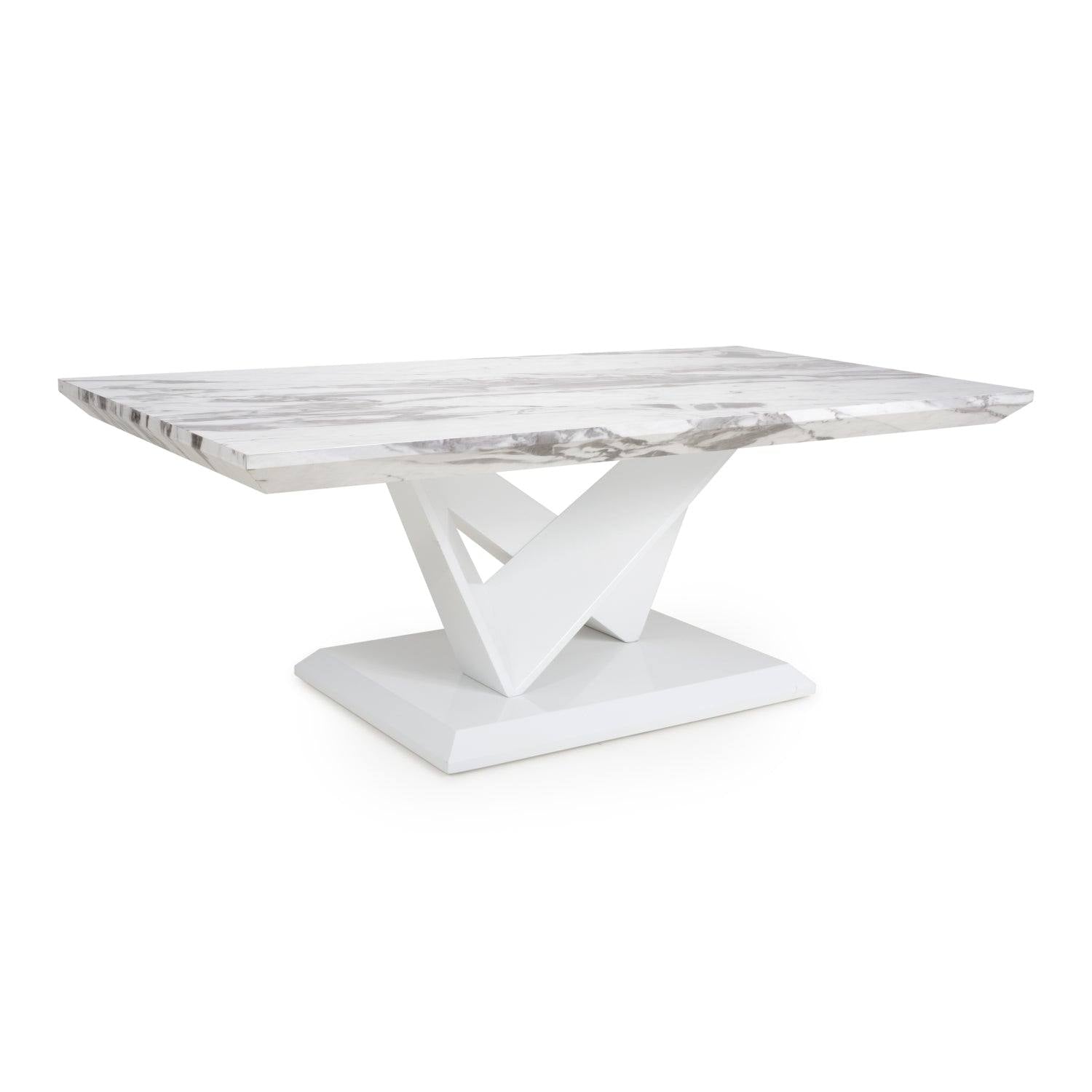 Saturn Marble Effect Top High Gloss Grey/White Coffee Table - UK Online Furniture