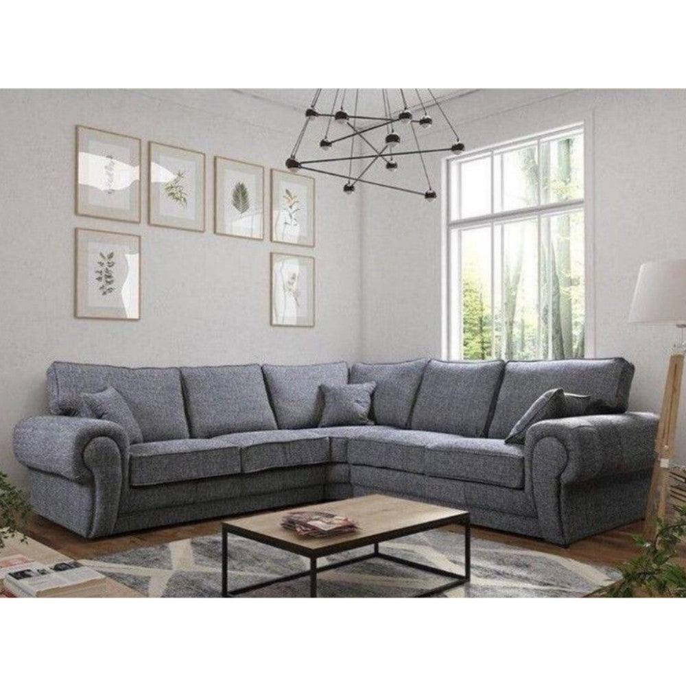 Wilcot Corner Sofa Grey Fabric - UK Online Furniture