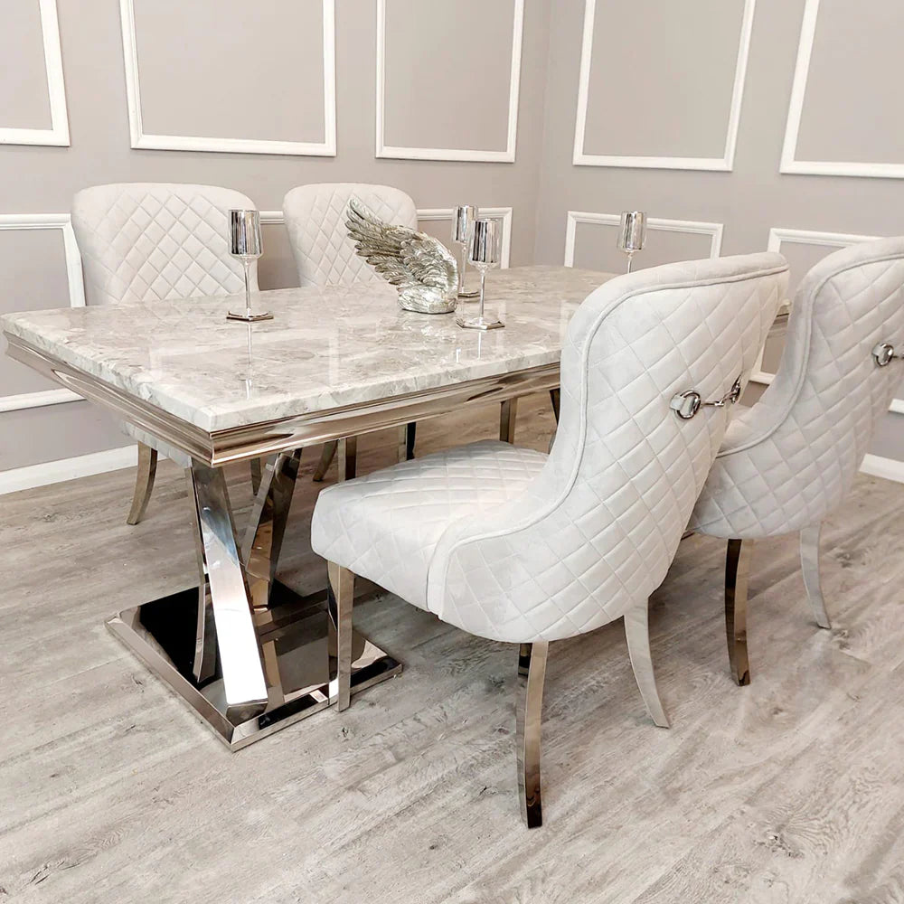 Xavia 1.8m Dining Table with White, Grey, Pandora or Black Marble Top - UK Online Furniture